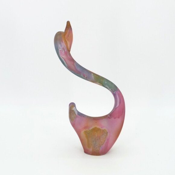 Rueven Nouveau Art Glass Hand Painted Satin Swan Figurine Paperweight - Picture 7 of 12